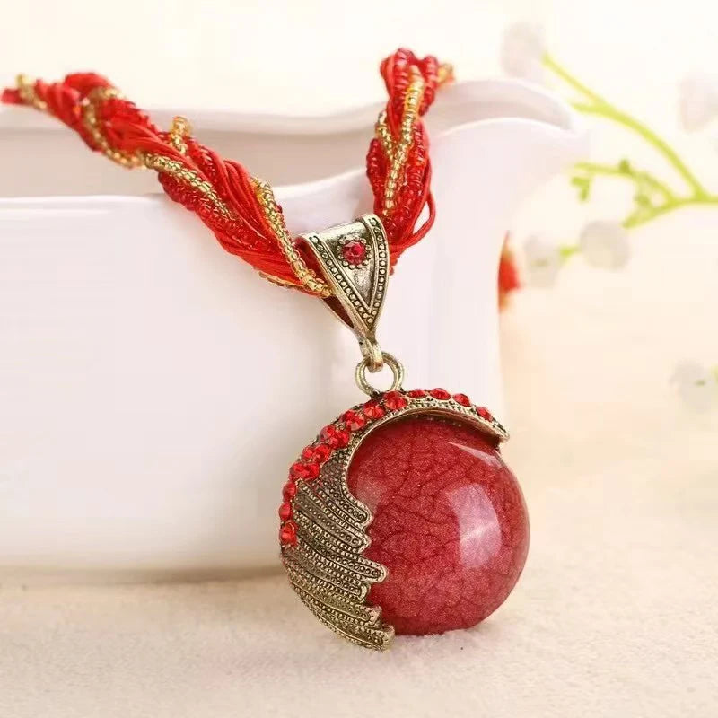 2025 nova moda multicamadas contas corrente cristal gem pedra pingente colares boho jóias de declaração an001