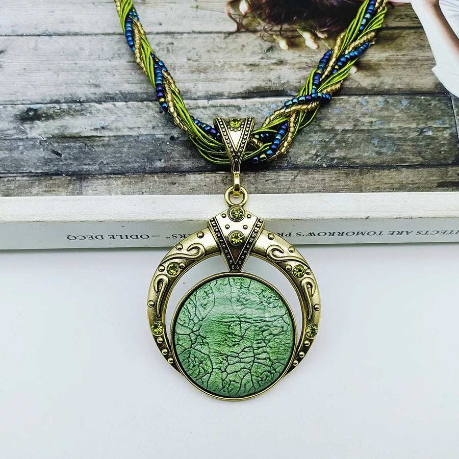 Bohemian Multilayer Crystal Pendant Necklace