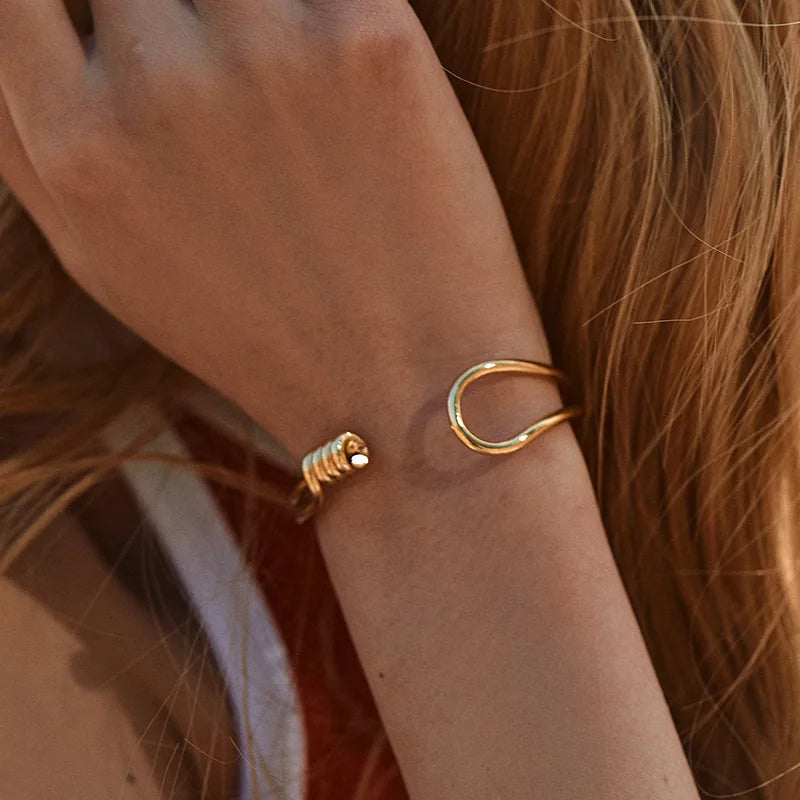 Elegant Twisted Copper Knot Cuff Bracelet for Women