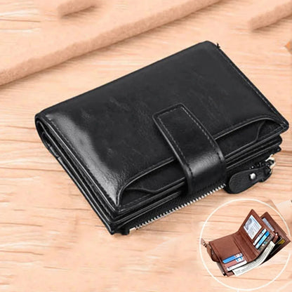 Men's Coin Purse Wallet RFID Anti-theft Man Leather Wallet Zipper Business Card Holder Money Bag Wallet Male