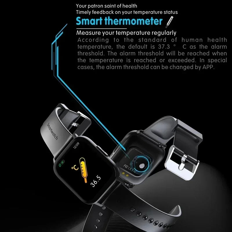 Xiaomi novo 1.69 Polegada relógio inteligente masculino temperatura corporal toque completo smartwatch feminino monitor de oxigênio preciso relógio 2023 pk p8