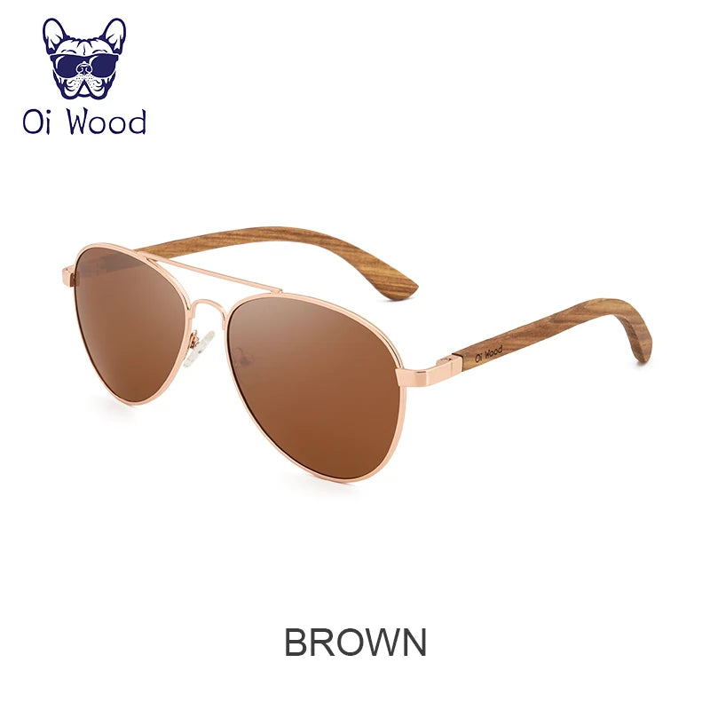 Oi Wood Sunglasses Pilot Sun Glasses Men Women Polarized Eyewear Blue Uv400 Lens