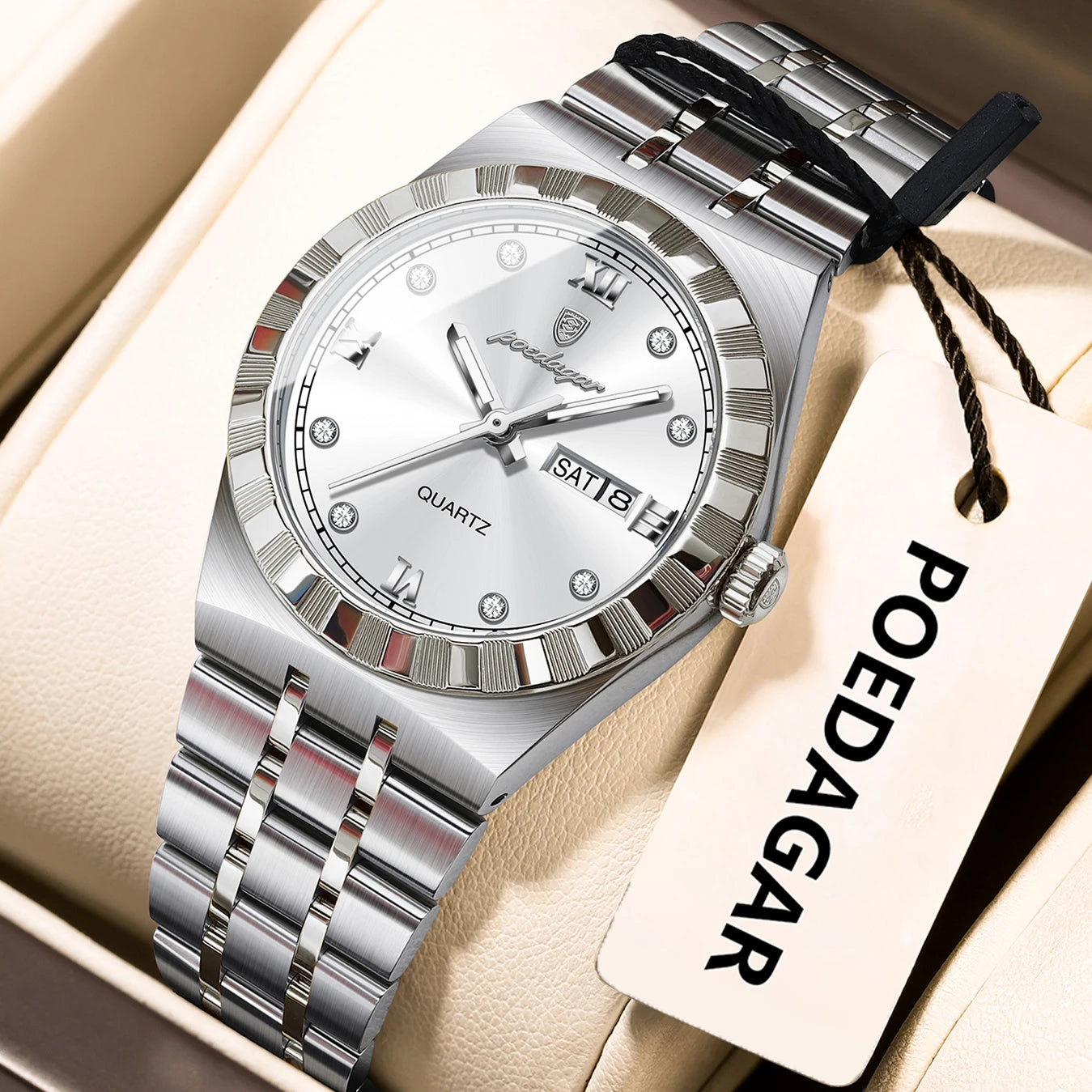 POEDAGAR Luxury Original Ladies Watch Luminous Waterproof Week Date Woman Wristwatch Stainless Steel Women Quartz Watches Female