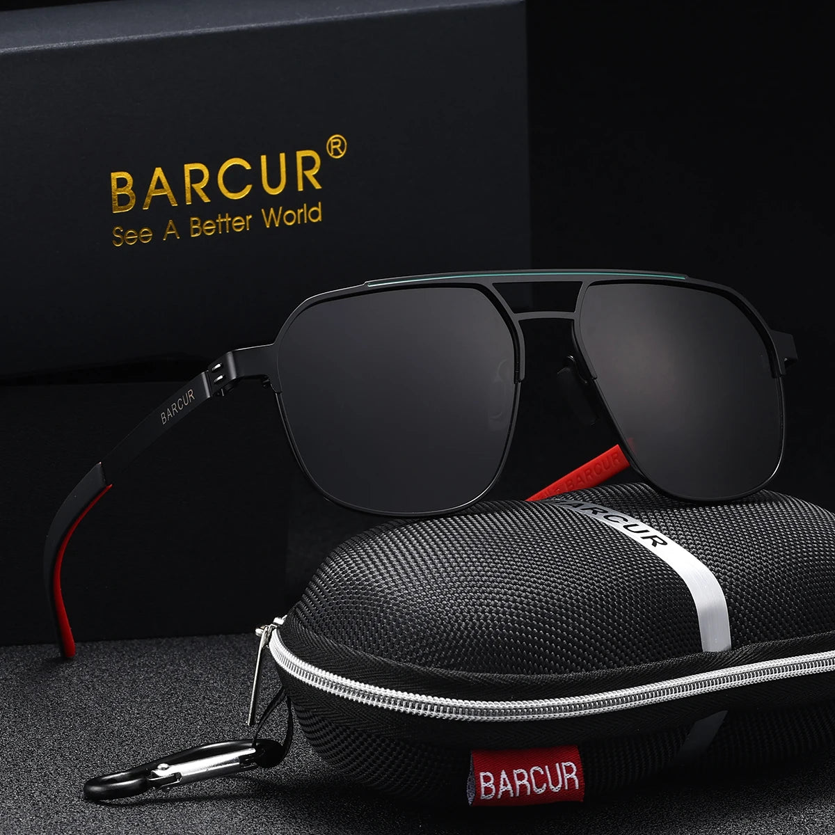 BARCUR Original Brand Designer Sunglasses for Men Polarized Fashion Square Sun Glasses Shades UV400 Eyewear Oculos Gafas De Sol