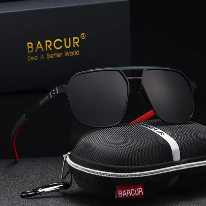 BARCUR Original Brand Designer Sunglasses for Men Polarized Fashion Square Sun Glasses Shades UV400 Eyewear Oculos Gafas De Sol