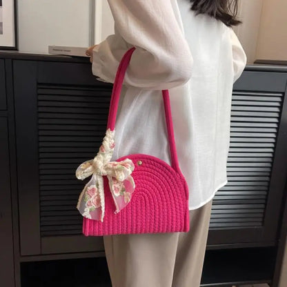 Moda palha boêmio bolsa versátil tecido praia balde saco crossbody bolsa de ombro feminina artesanal tecido saco feminino