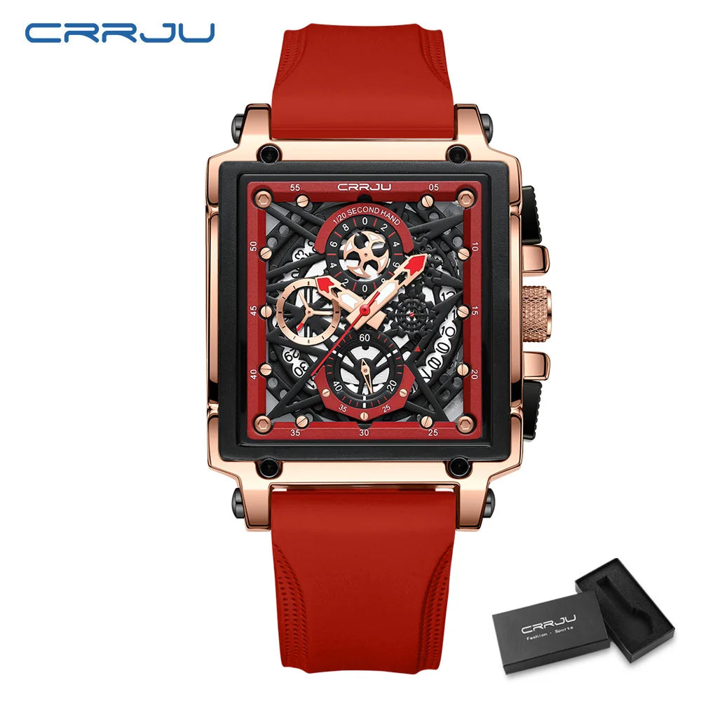 CRRJU Men's Chronograph Sports Watch - Silicone Strap