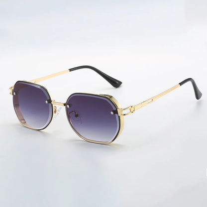 Elegant Black Frame Women's Sunglasses with Gold Trim