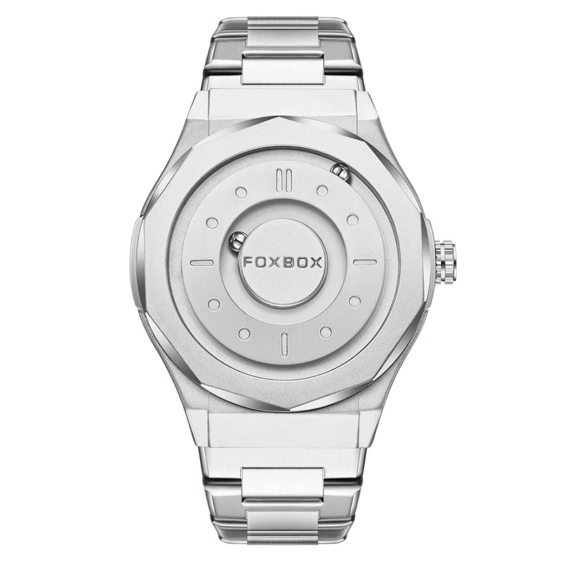FOXBOX Creative Scrolling Pointer Magnetic Force Men's Quartz Wristwatches Outdoor Sports Waterproof Watch Men Relogio Masculino