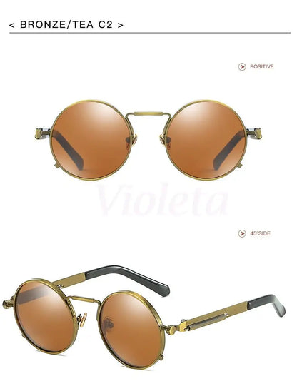 Polarized Round Metal Sunglasses UV400 Protection