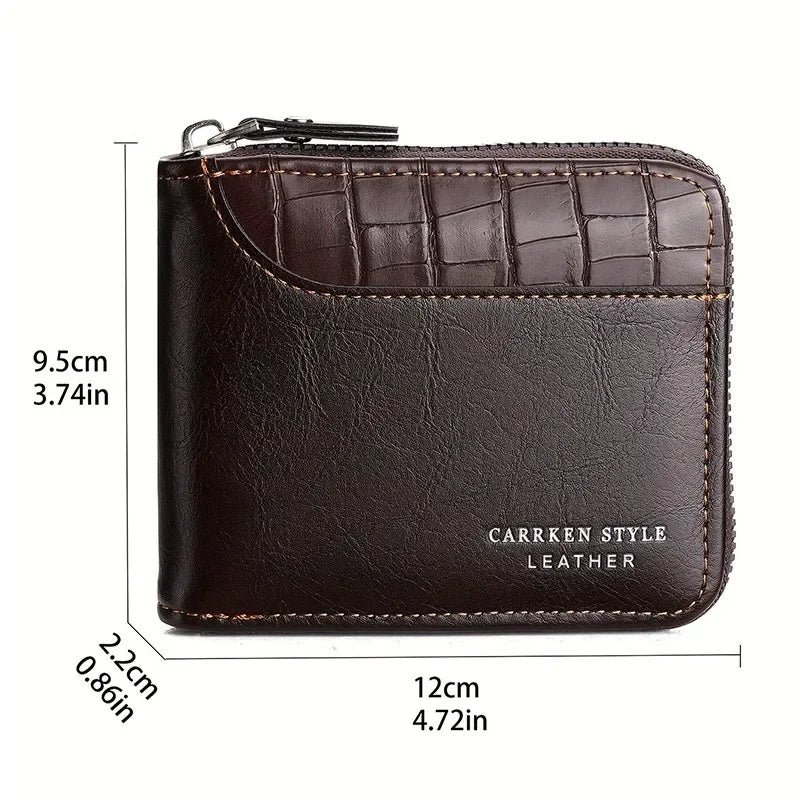 Carteira de couro masculina de luxo bolsa masculina titular do cartão com zíper com bolso de moedas carteiras rfid presentes para homem saco de dinheiro