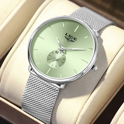 LIGE Ultra Slim Mesh Quartz Watch for Women - Elegant & Waterproof