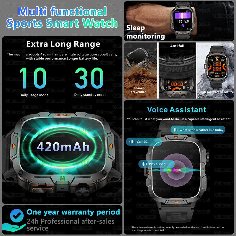 2025 novo para xiaomi grau militar relógio inteligente masculino 1.96 "tela amoled 5atm à prova dwaterproof água esportes rastreador de fitness bt chamada smartwatch