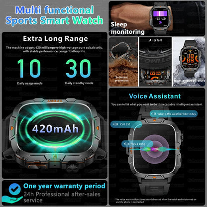 2025 novo para xiaomi grau militar relógio inteligente masculino 1.96 "tela amoled 5atm à prova dwaterproof água esportes rastreador de fitness bt chamada smartwatch