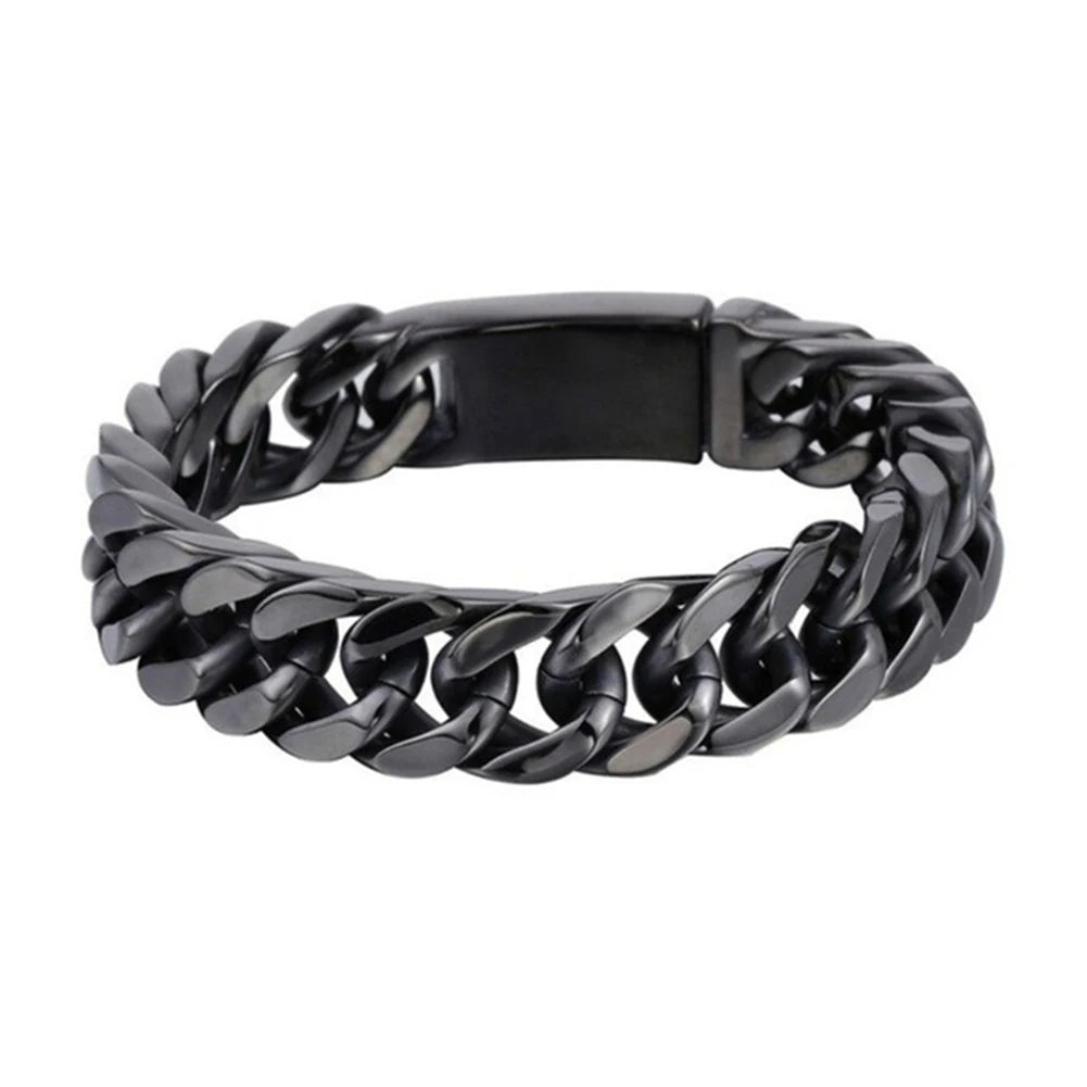Alloy Chain Bracelet Streetwear Jewelry Fashion Men Bikers Bracelet with Buckle Solid Color for Gift for Party Wedding Travel