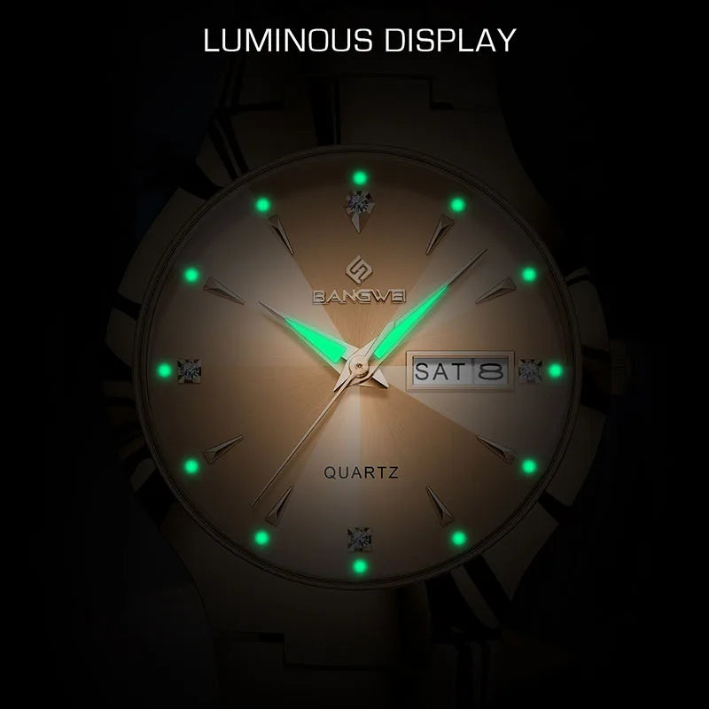 Bangwei moda elegante relógios para mulheres marca superior de luxo à prova dwaterproof água senhoras relógio quartzo simples criativo diamante relógio feminino