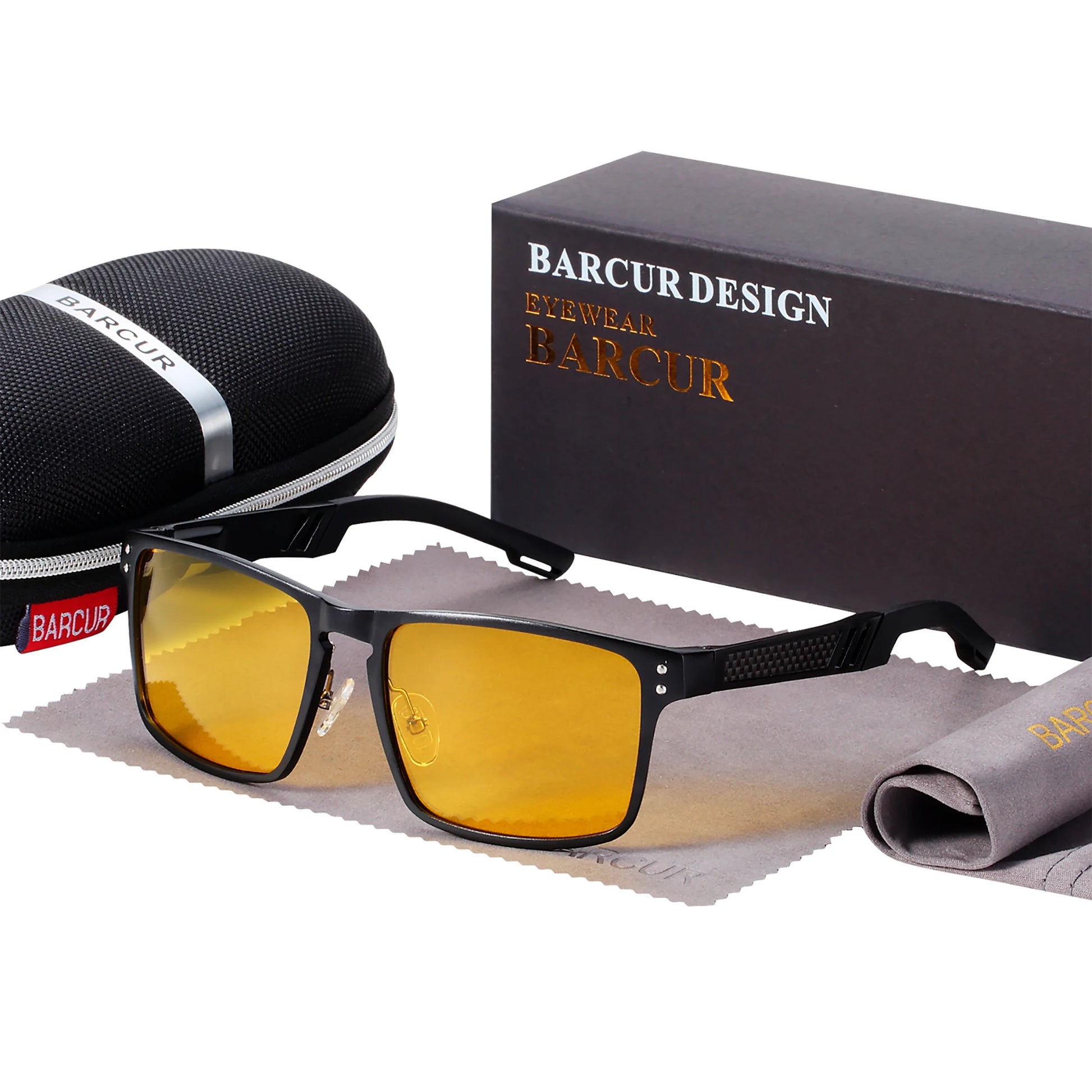 BARCUR Aluminium Magnesium Sunglasses Square Men Sunglasses Polarized Male Sun glasses Women  Sport Eyewear Oculos de sol