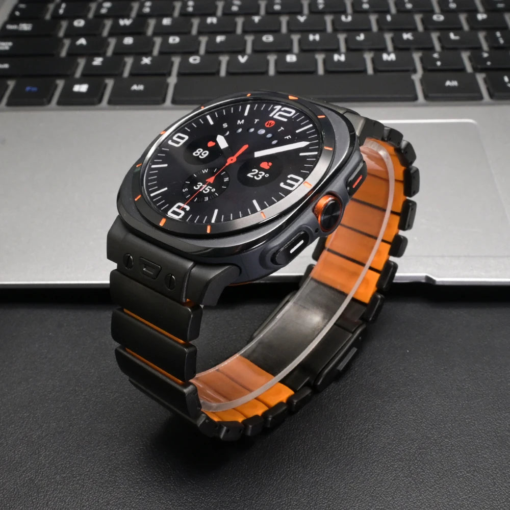 Pulseira de titânio de luxo para samsung galaxy watch ultra 2025 ultra2 pulseira de borracha para galaxy watch ultra 47mm 2024 pulseira