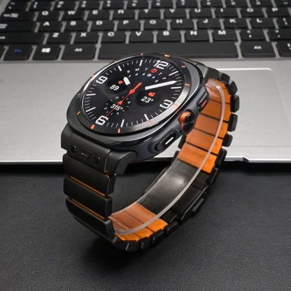 Pulseira de titânio de luxo para samsung galaxy watch ultra 2025 ultra2 pulseira de borracha para galaxy watch ultra 47mm 2024 pulseira