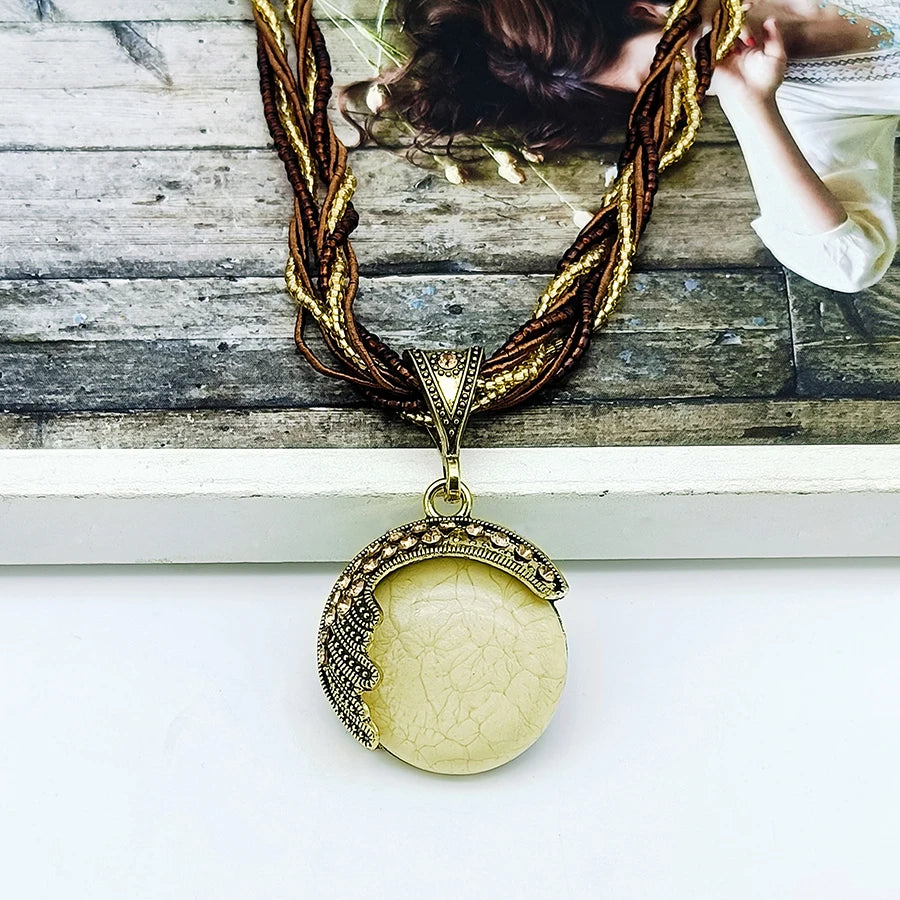 Bohemian Multilayer Crystal Pendant Necklace