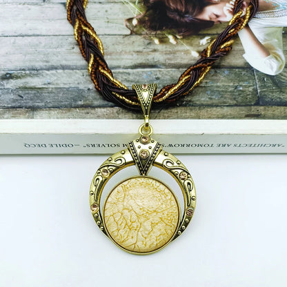 2025 nova moda multicamadas contas corrente cristal gem pedra pingente colares boho jóias de declaração an001