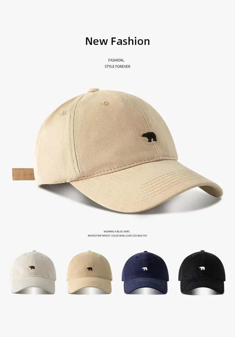 Chapéu de sol bordado de urso polar boné de beisebol de algodão leve proteção UV para primavera verão outono
