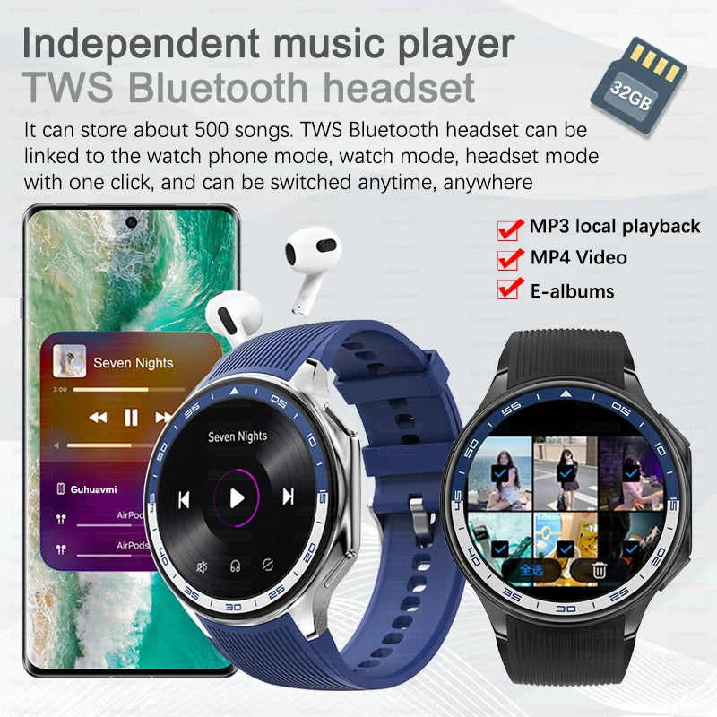 Para huawei xiaomi novo 32g memória ram relógio inteligente masculino 1.43 polegada freqüência cardíaca local bluetooth chamada amoled 466*466 hd smartwatch homem