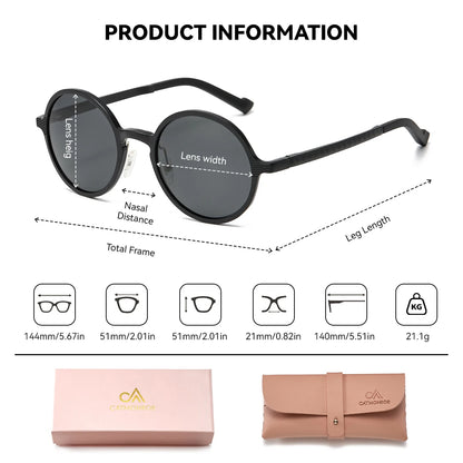 CATMONROE 1 PCS Brand Luxury Women sunglasses Pink Glasses case Round Polarized sunglasses Fashion Apparel Accessories Gift