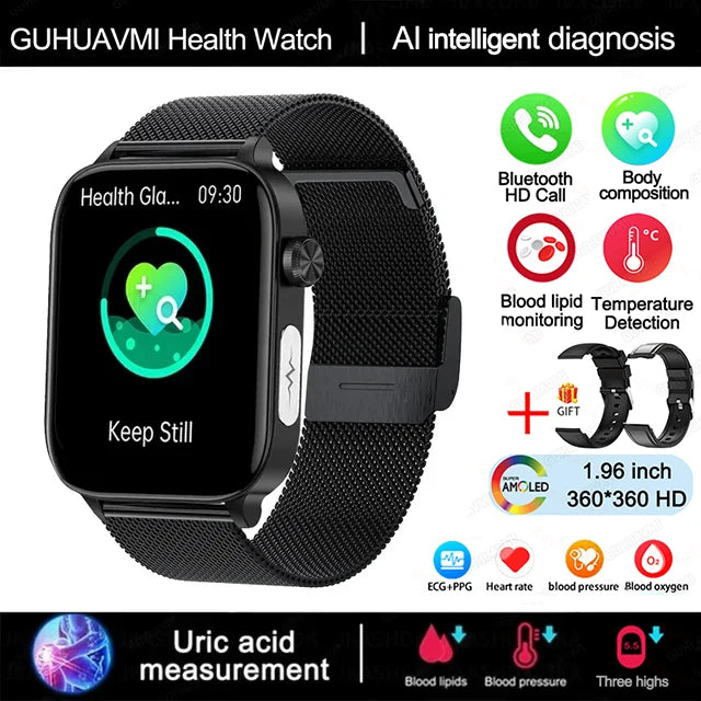 Elegant ECG+PPG Women's Smartwatch with Health Tracking