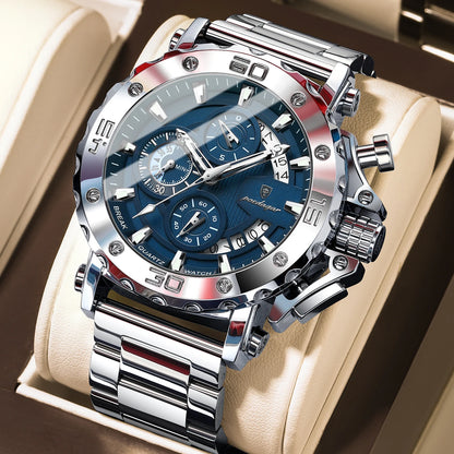 POEDAGAR Men's Luxury Luminous Waterproof Watch