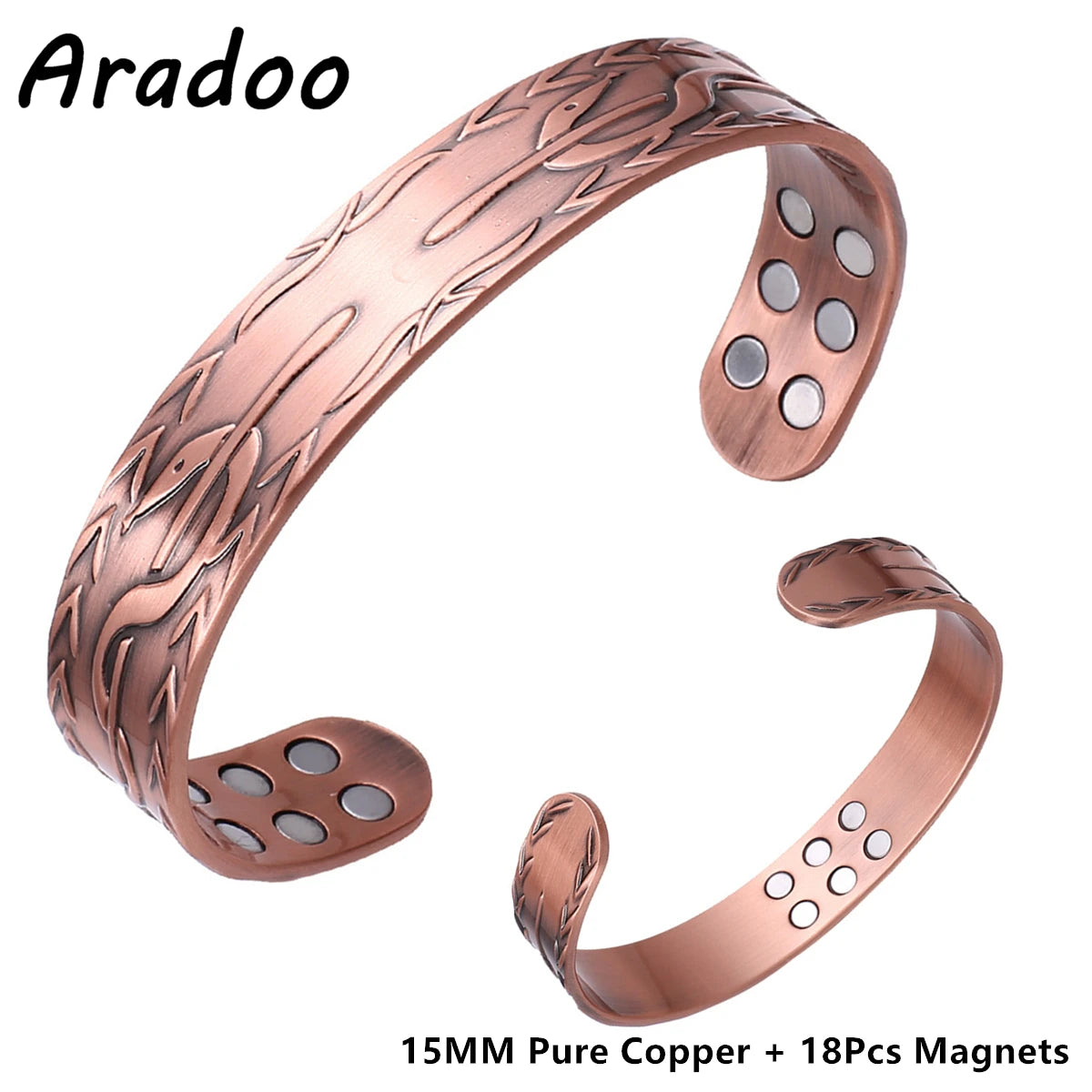 ARADOO Copper Magnetic Bracelets for Men Women with Neodymium Magnets Tree of Life Pure Copper Cuff Bangle Jewelry Gift