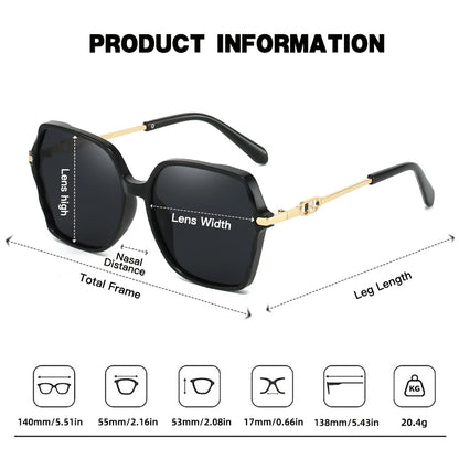 Juncture polarizado feminino óculos de sol moda quadrado óculos de sol gradiente senhora óculos festa presentes do feriado óculos de sol para mulher