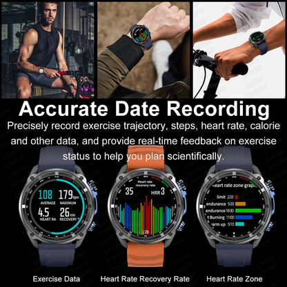 2025 novo t-rex tático smartwatch embutido gps mapa offline 4gb de memória 5atm ip69k natação à prova dwaterproof água masculino militray pulseira inteligente