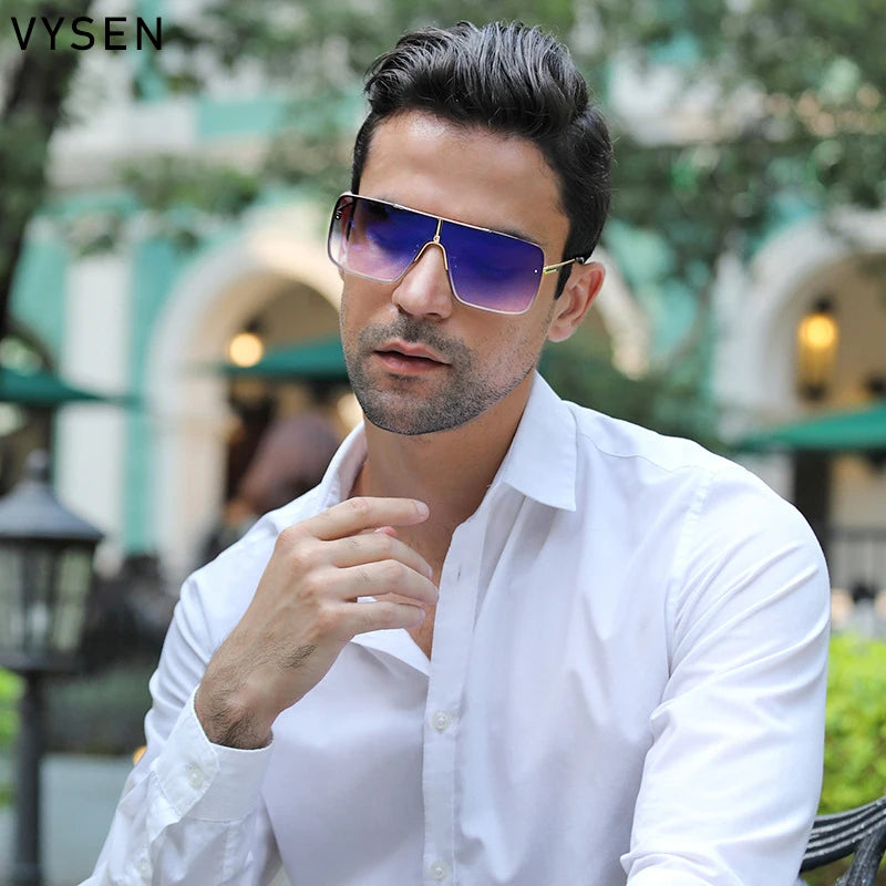 Moda oversized quadrado óculos de sol para homem grande quadro 2025 design da marca luxo armação de metal óculos de sol homem retro tons eyewear