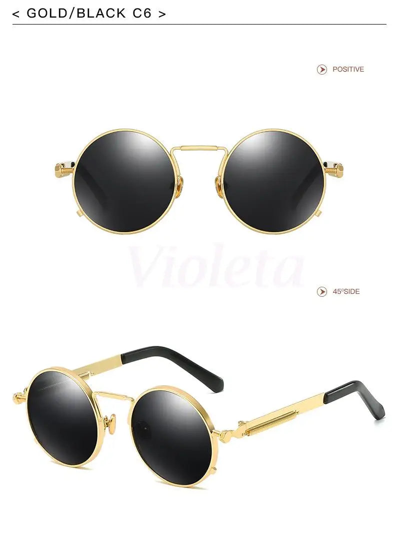 Polarized Round Metal Sunglasses UV400 Protection