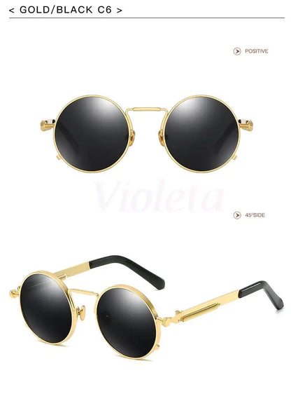 Polarized Round Metal Sunglasses UV400 Protection