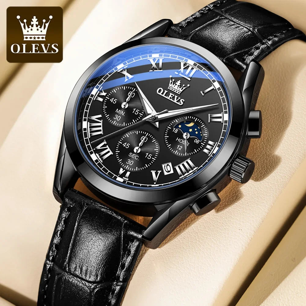 OLEVS 2871 Man Watch Chronograph Waterproof Moon Phase Multifunction Men's Wristwatch Luxury Quartz Watch Men
