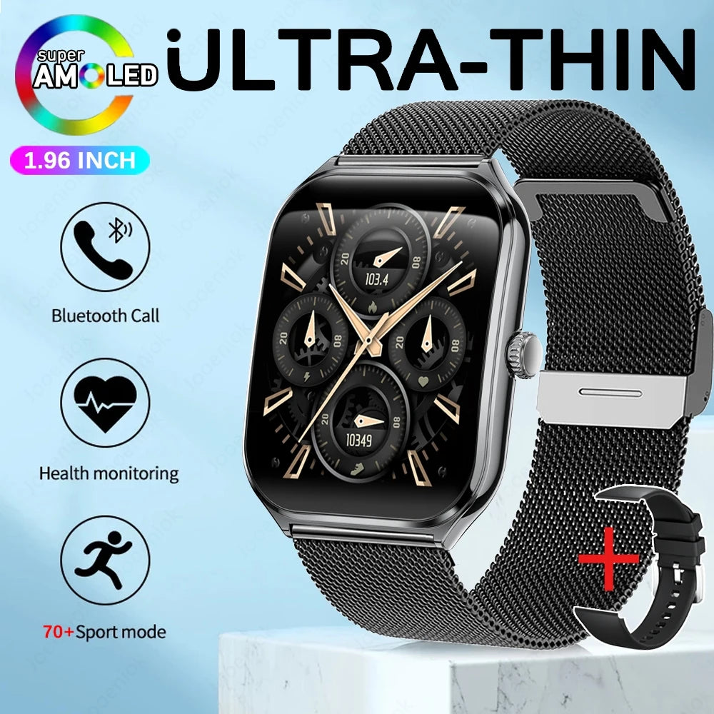Ultra-Slim AMOLED Smartwatch 1.96" with Bluetooth Calls