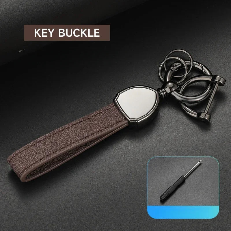 Suede Leather Keychain with Custom Metal Logo