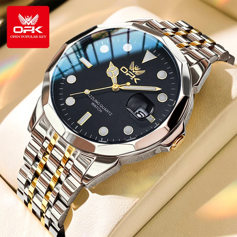 OPK Gold Stainless Steel Waterproof Men's Watch