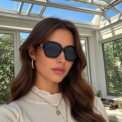 Juncture polarizado feminino óculos de sol moda olho de gato óculos de sol grande quadro roxo gradiente senhora óculos de sol para mulher