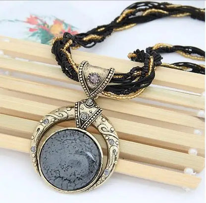Bohemian Multilayer Crystal Pendant Necklace