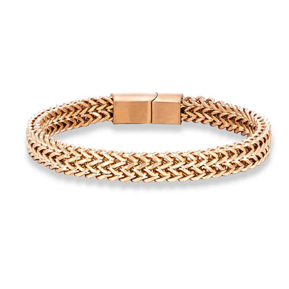 MKENDN 18K Gold-Plated Double Chain Men's Bracelet