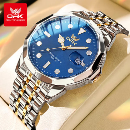 OPK Gold Stainless Steel Waterproof Men's Watch