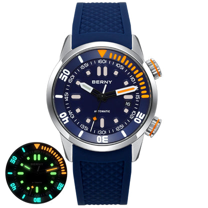 BERNY 20Bar Diver Men's Automatic Watch with Sapphire