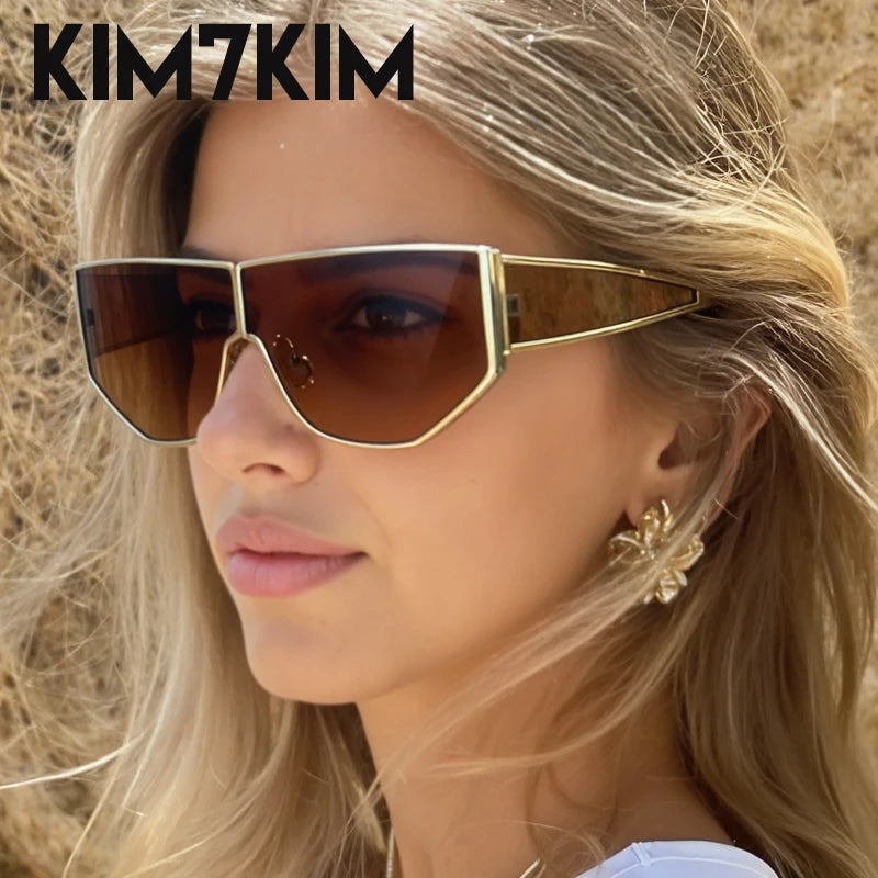 Steampunk Polygon Shield Sunglasses Women 2025 Luxury Brand Night Vision UV400 Windproof Sunglass For Lady Retro Trendy Shades