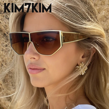 Steampunk Polygon Shield Sunglasses Women 2025 Luxury Brand Night Vision UV400 Windproof Sunglass For Lady Retro Trendy Shades