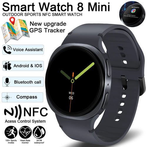 2025 relógio gps pista relógios inteligentes para homens mulheres esporte freqüência cardíaca bluetooth chamada nfc ip68 à prova dip68 água bússola smartwatch 8 mini