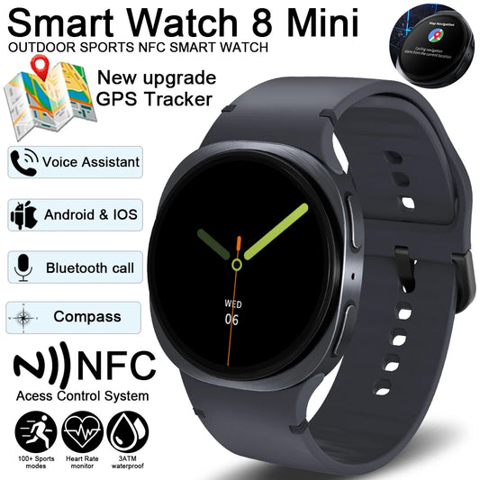 2025 relógio gps pista relógios inteligentes para homens mulheres esporte freqüência cardíaca bluetooth chamada nfc ip68 à prova dip68 água bússola smartwatch 8 mini