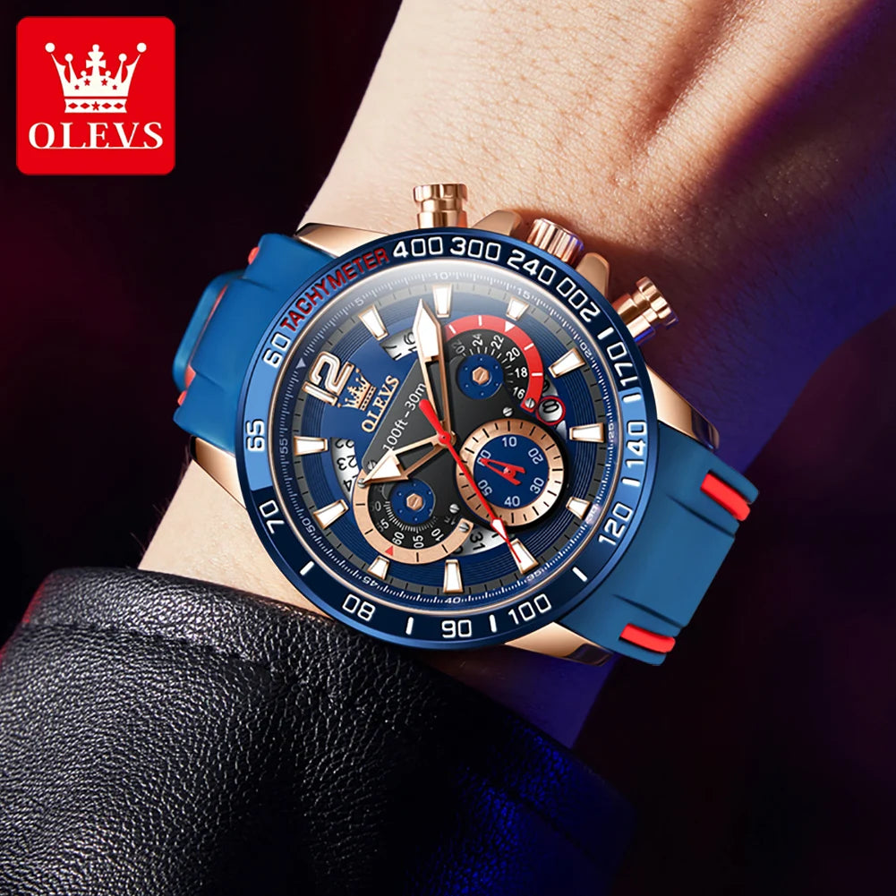 OLEVS 9936 For Mens Multifunctional Sports Business Watch For Men 30m Waterproof Luminous Moon Phase Box Original Quartz Watch